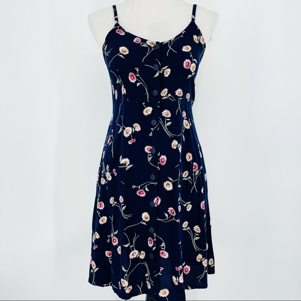 Um & Co Vintage 90s black Floral Babydoll Dress L
